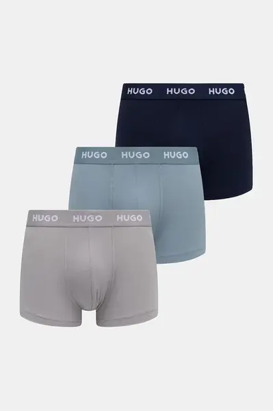 HUGO boxerky pánské bavlněné s elastanem TRUNK TRIPLET PACK 3-pack