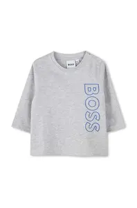 Detské bavlnené tričko s dlhým rukávom BOSS