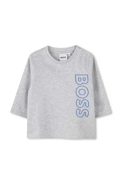 Detské bavlnené tričko s dlhým rukávom BOSS