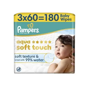 Pampers Aqua Soft Touch dětské čisticí ubrousky 3x60 ks