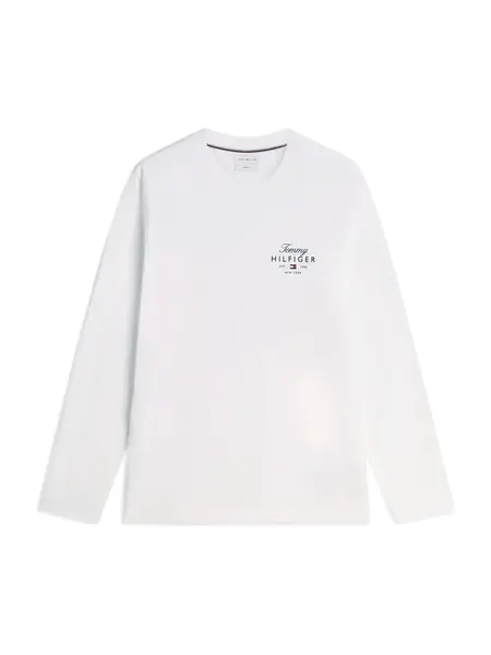 TOMMY HILFIGER Tričko 'Logo Long Sleeve'  červená / čierna / biela