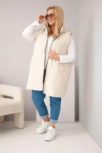 Kesi dámská plus size prošívaná vesta s kapucí