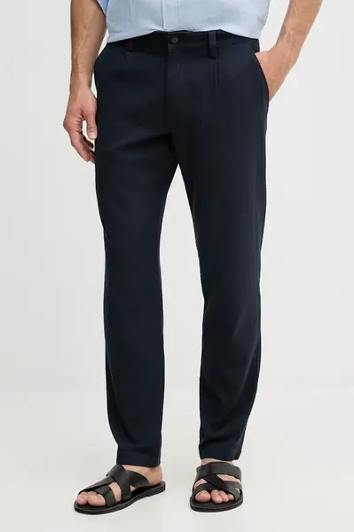 BOSS Orange chino kalhoty pánské bavlněné s elastanem Pleated