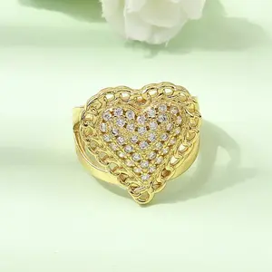 Brass Micro Pave Cubic Zirconia Cuff Open Rings for Women
