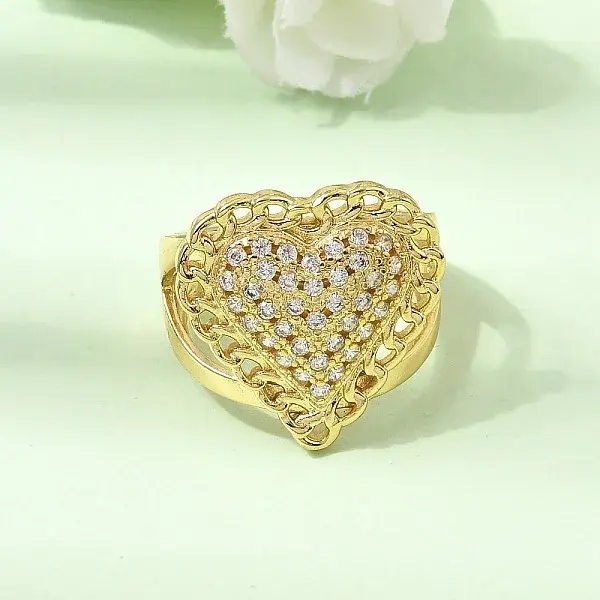 Brass Micro Pave Cubic Zirconia Cuff Open Rings for Women