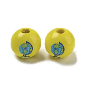 School Theme Printed Wood European Beads