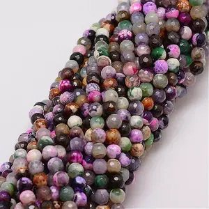 Natural Fire Crackle Agate Bead Strands