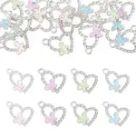 16Pcs 4 Colors Alloy Rhinestone Pendants