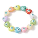 Resin Heart with Evil Eye Beaded Stretch Bracelets