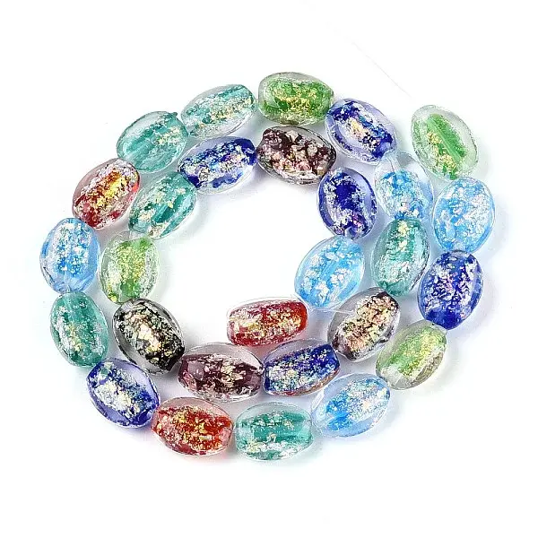 Handmade Foil Lampwork Beads Strands