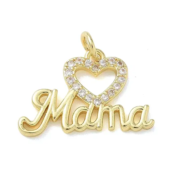 Mother's Day Brass Micro Pave Clear Cubic Zirconia Pendants