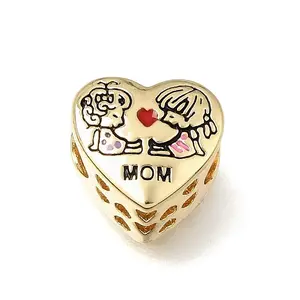 Mother's Day Brass Enamel Beads