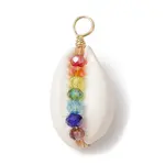 5Pcs Natural Shell Copper Wire Wrapped Pendants
