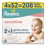 PAMPERS Sensitive vlhčené ubrousky zero plastic 4 x 52 kusů