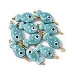 10Pcs Hand Painted Polka Dot Fish Porcelain Pendants