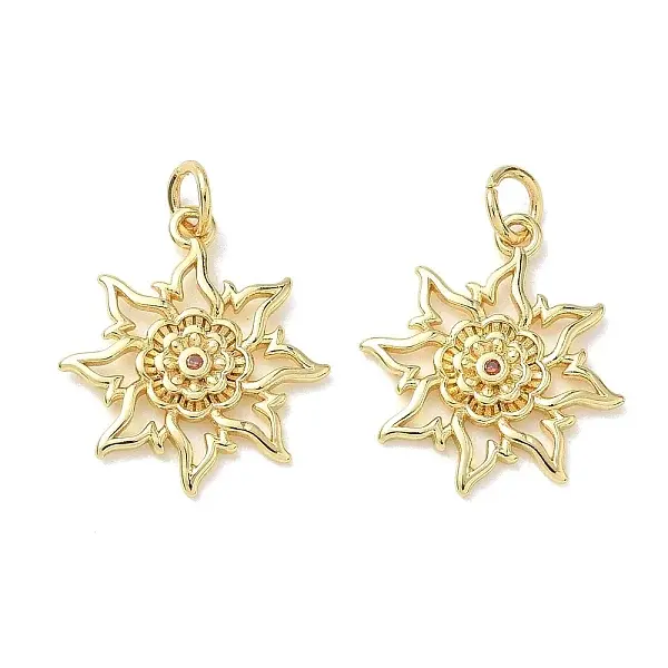 Brass Micro Pave Orange Red Cubic Zirconia Pendants