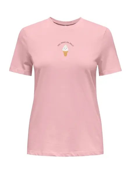 ONLY Tričko 'ONLFOODIE'  karamelová / tmavohnedá / pitaya / biela