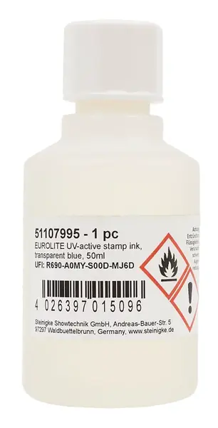 Eurolite UV-Active Stamp Ink Transparent Blue 50 ml