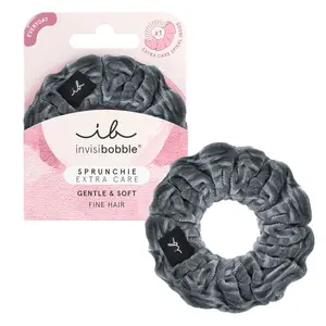 Ozdobná spirálová gumička Invisibobble Sprunchie Extra Care Soft As Silk - stříbrná + dárek zdarma