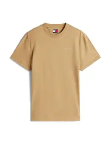 Tommy Jeans Tričko  farba ťavej srsti / biela