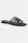 Tommy Hilfiger pantofle s odkrytými prsty dámské kožené TH SCRIPT FLAT MULE LTH