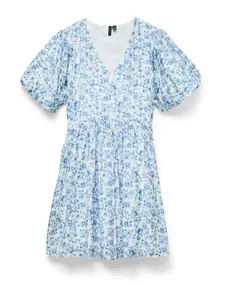 VERO MODA Šaty 'VMBLISS'  modrá / svetlomodrá / biela