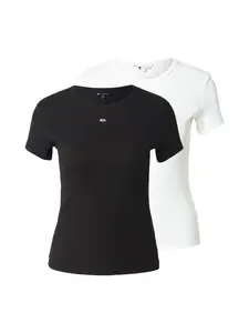 Tommy Jeans Tričko 'ESSENTIAL'  čierna / biela