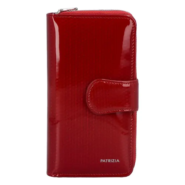 Dámská kožená lakovaná peněženka s bočním zipem Lozán, červená lak