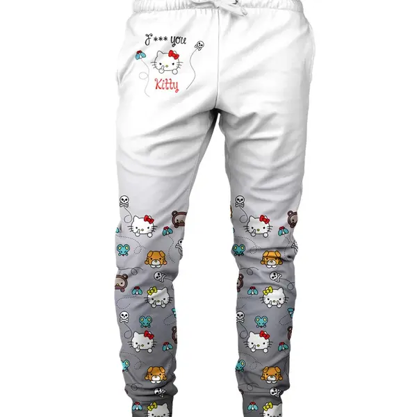 Mr. GUGU & Miss GO Unisex's Angry Kitty Black Sweatpants Swpn-Pc2231