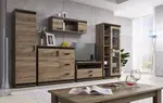 Obývací stěna Bodzio Barva korpusu: Dub - canyon, Lišta: Wenge, Barva dvířek: Šedá
