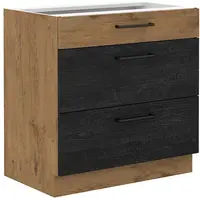 Spodní skříňka Vigo 80 D 3S BB - Premium Box Barva korpusu: Dub Lancelot, Barva dvířek: Dark wood