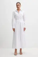 Bavlněné šaty Bardot bílá barva, maxi, 60066DB