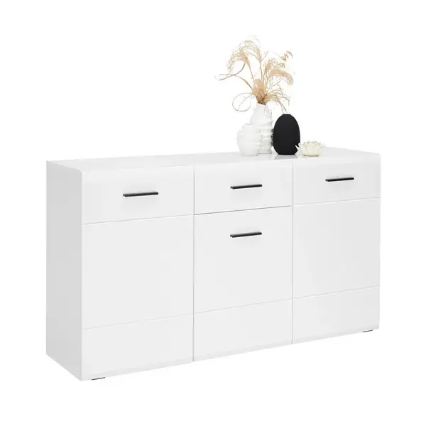 Hom`in ŠIROKÁ KOMODA, antracitová, bílá, 150/84,6/41,6 cm