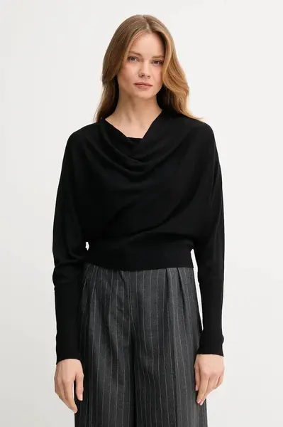 Hedvábný svetr United Colors of Benetton černá barva, 1ZRED10E8