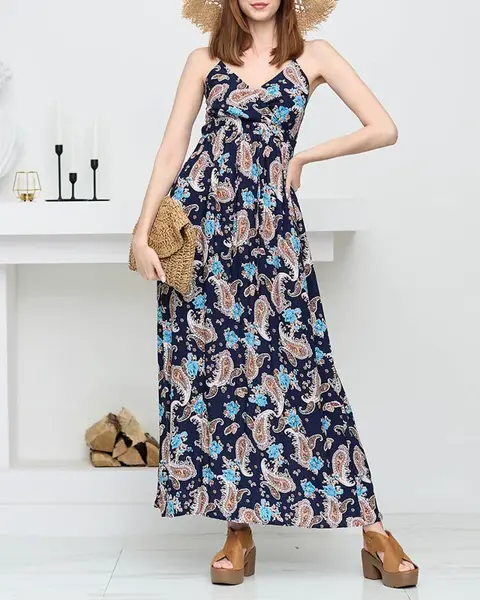 Resti Navy blue airy women's maxi dress - Clothing