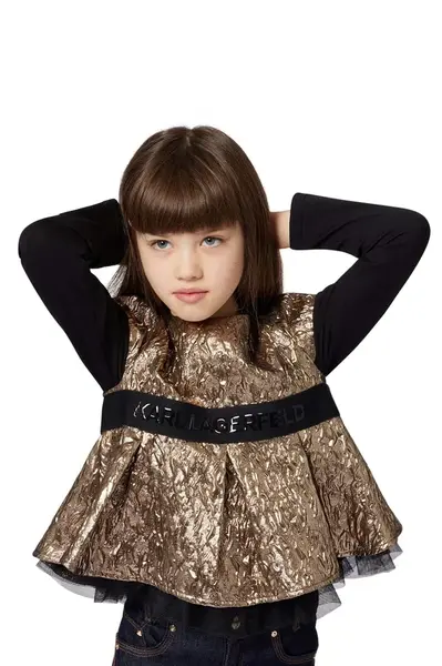 Dětská halenka Karl Lagerfeld zlatá barva, hladká, Z30588