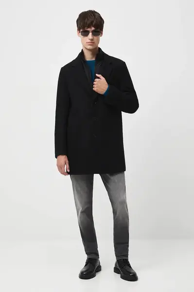Kabát s příměsí vlny Medicine pánský, černá barva