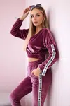 Velour set with Queen lettering dark pink