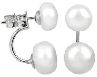 JwL Luxury Pearls Originálne náušnice s pravými bielymi perlami 2v1 JL0287