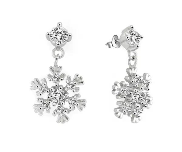 Beneto Očarujúce strieborné náušnice Vločky AGUP2752