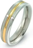 Boccia Titanium Titánový bicolor prsteň s briliantmi 0144-01 59 mm