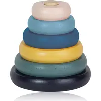 Petite&Mars Wood of Mars Orbit nasadzovacie krúžky z dreva 36m+ Cosmic Blue 1 ks