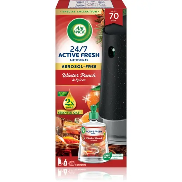 Air Wick Active Fresh Winter Punch & Spices automatický osviežovač vzduchu s náplňou 228 ml