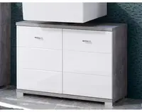 Kúpeľňová skrinka pod umývadlo Pool, sivý betón/biely lesk%