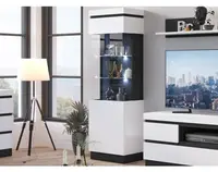 Vysoká vitrína Campania 60 cm, biela/antracit, pravá%