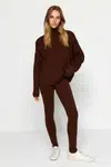 Trendyol Brown Wide Fit Turtleneck Knitwear Bottom-Top Set
