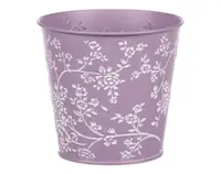 Obal na kvetináč fialový s bielymi ružami, 15,7 cm%