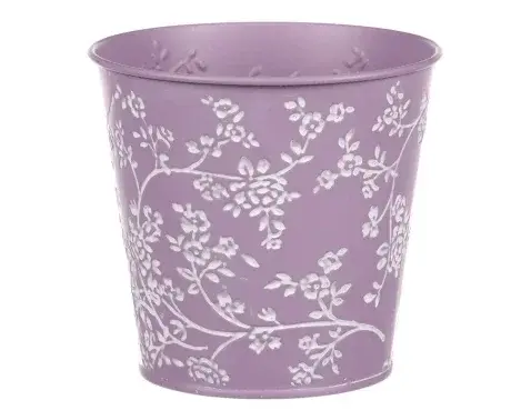 Obal na kvetináč fialový s bielymi ružami, 15,7 cm%