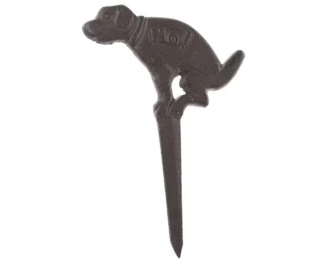 Zákazová psia ceduľa zapichovacia, hnedá liatina, 25 cm%