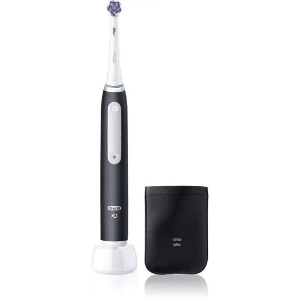 Oral-B iO3 White Clean elektrický zubní kartáček s pouzdrem na nabíječku Matte Black 1 ks